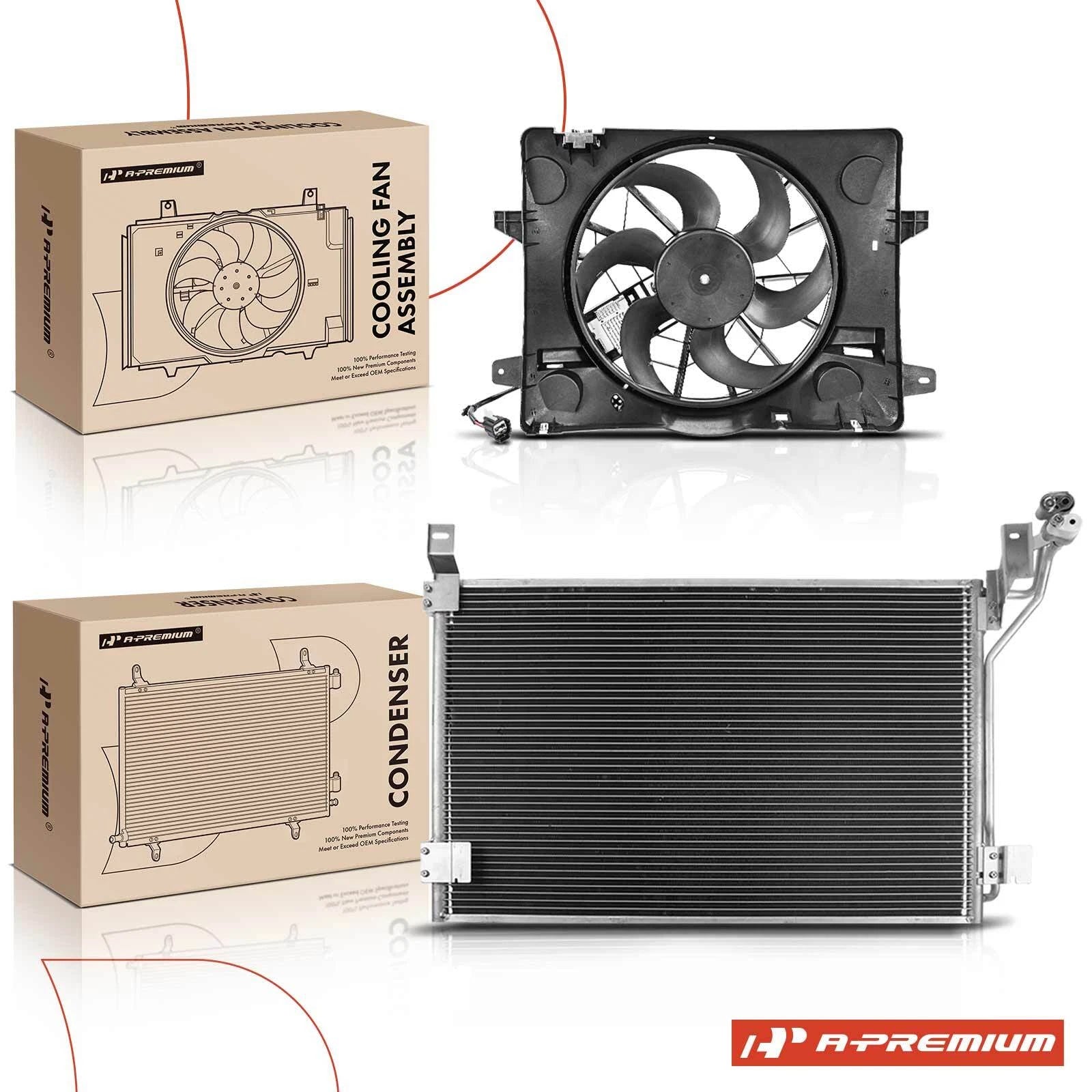 AC condenser and cooling fan assembly for Ford Crown Victoria (1992–2011)