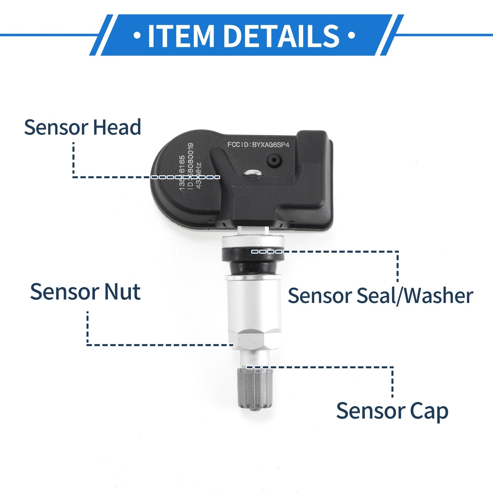 Tire Pressure Sensor for Buick Enclave (2018–2021) 13516165 433MHz