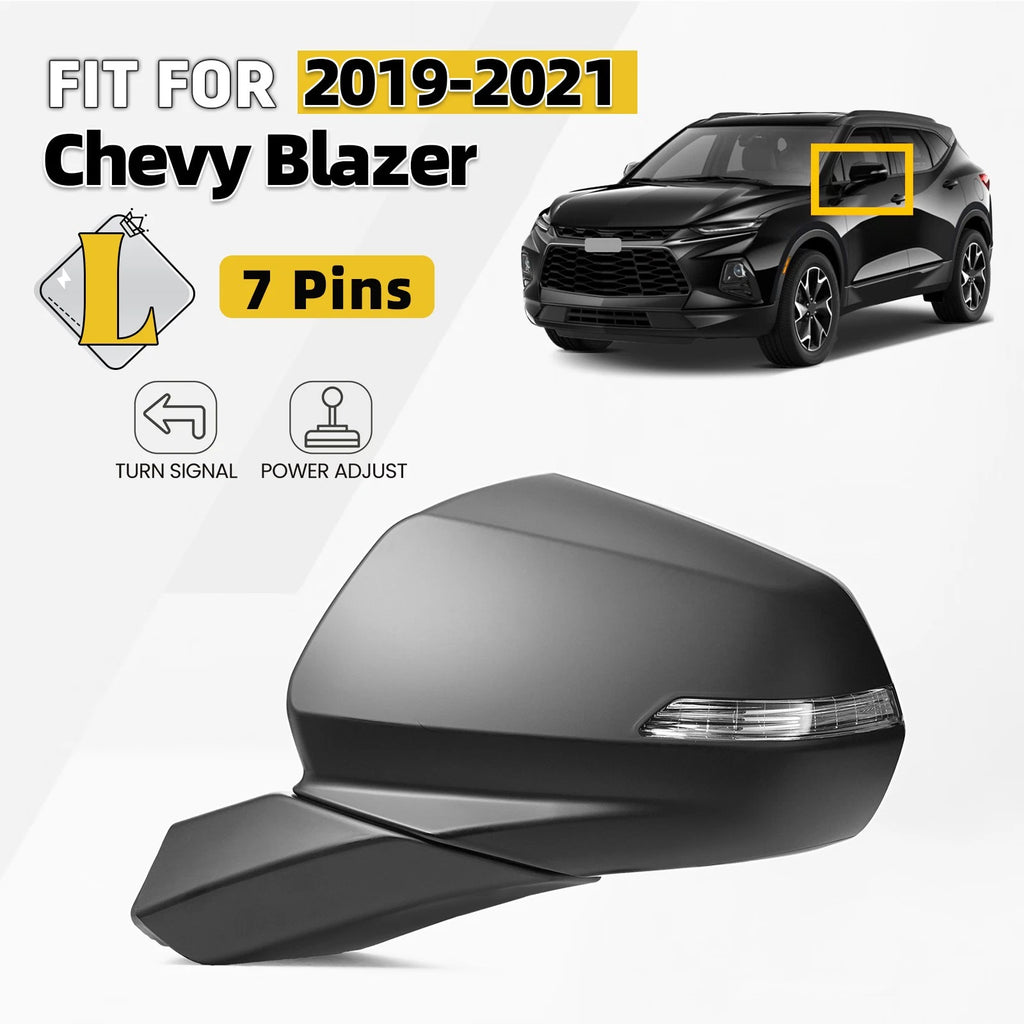 Left Side Mirror for Chevy Blazer (2019–2026) w/Turn Signal, Power Adjust, 7 Pins