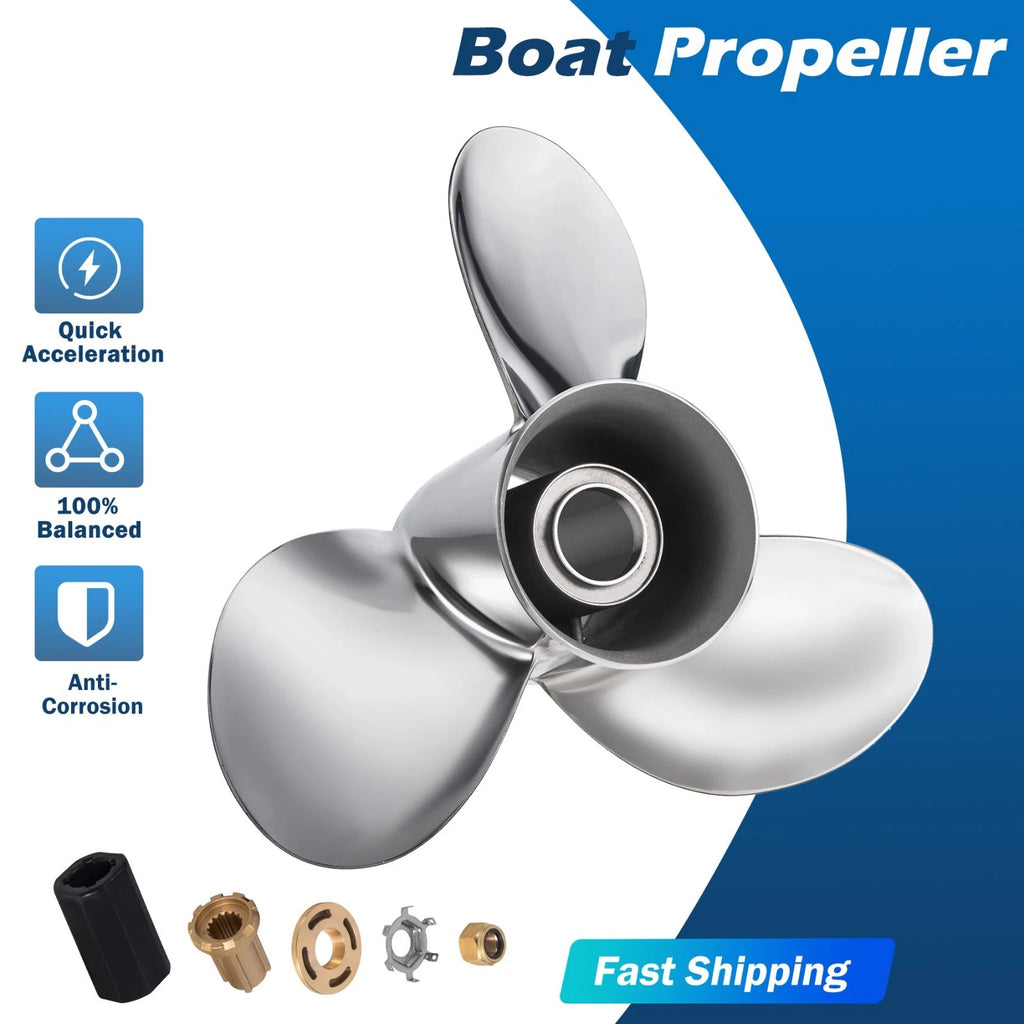 13 3/4X15 Stainless Steel Outboard Propeller for Mercury 40-140 (RH)