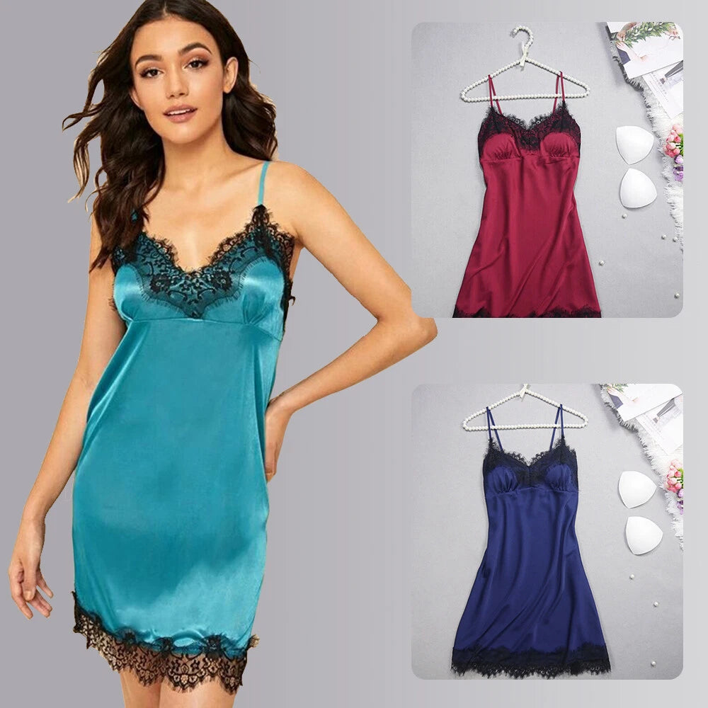 2X Lace Satin Sleepwear Pajamas Set for Women