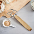 Stainless Steel Dough Whisk with Ergonomic Wood Handle