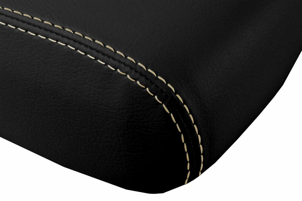 Leather Console Lid Armrest Cover for Dodge Charger (2008–2010) Beige Stitch