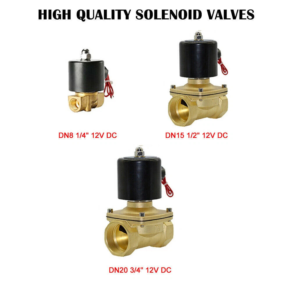 2 Way Solenoid Valve for DC 12V (Water, Air, Gas, Oil)