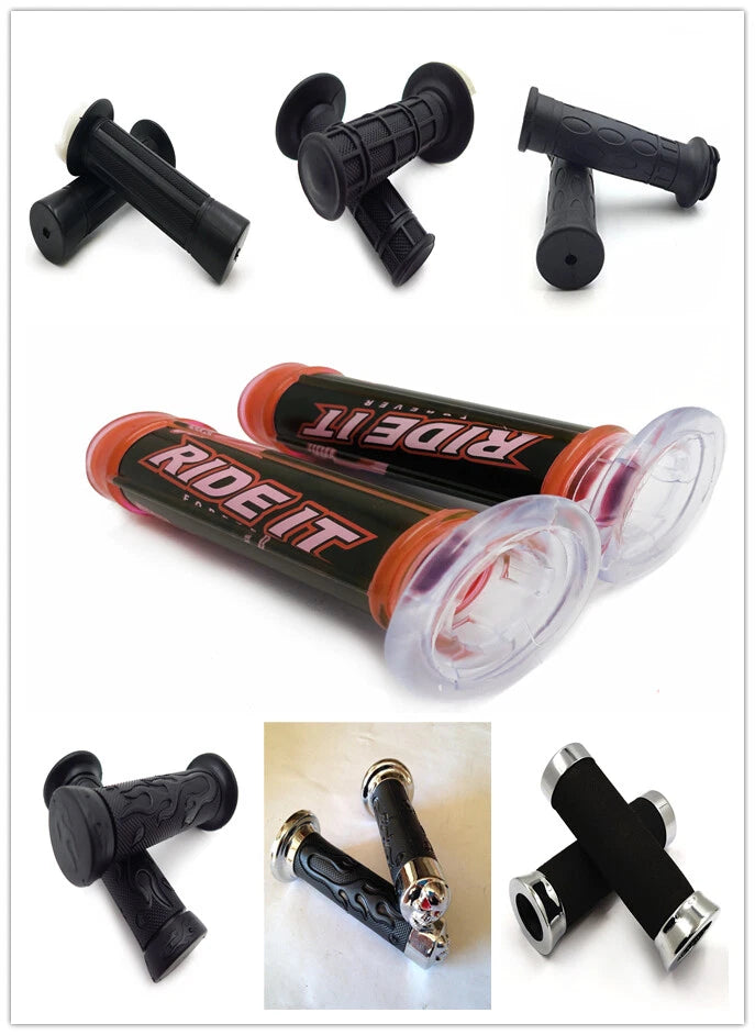 2X 7/8" Rubber Handlebar Grips for Motorcycle Cafe Racer