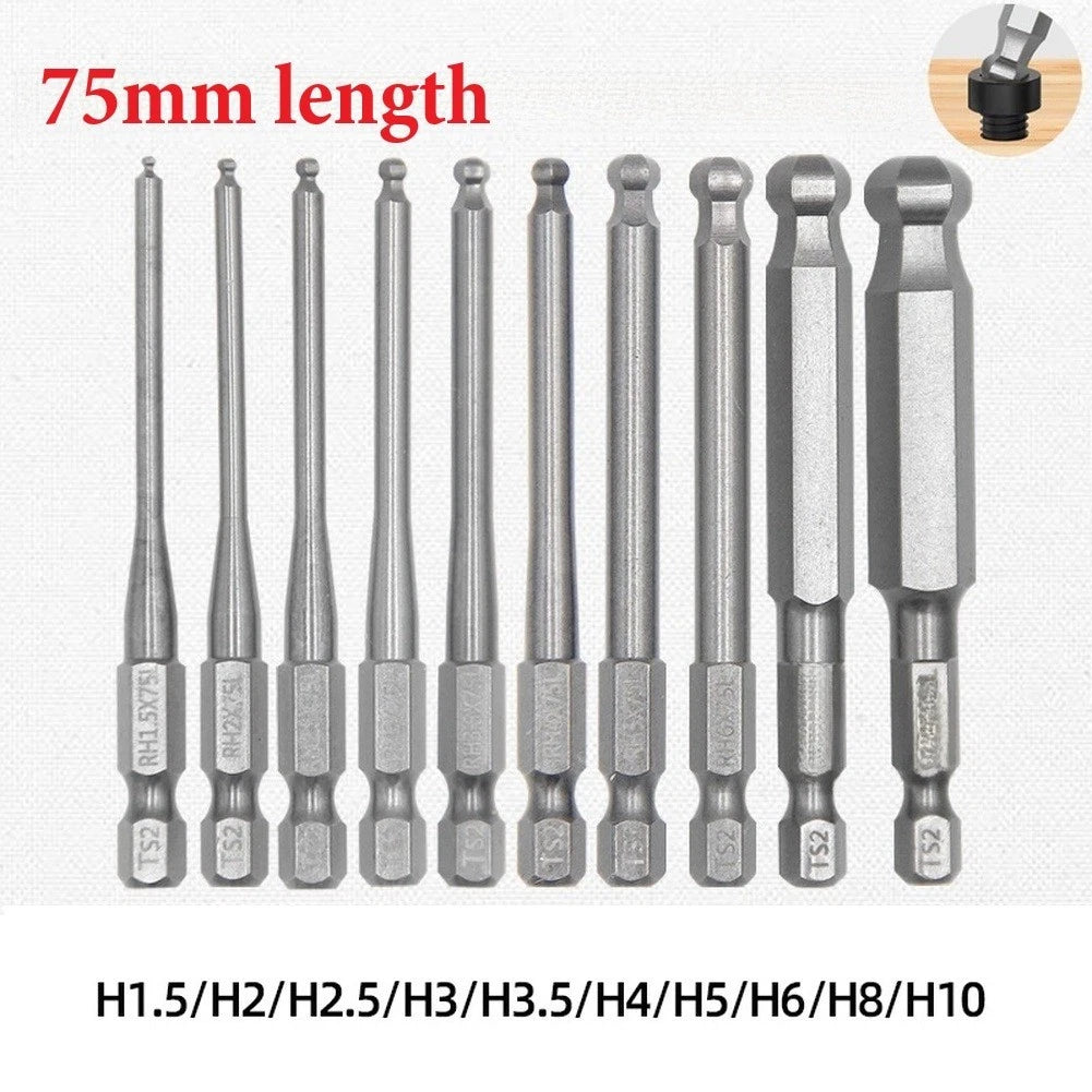 75mm Magnetic Hex Screwdriver Bits Set for Standard 6.35mm Drill Shank