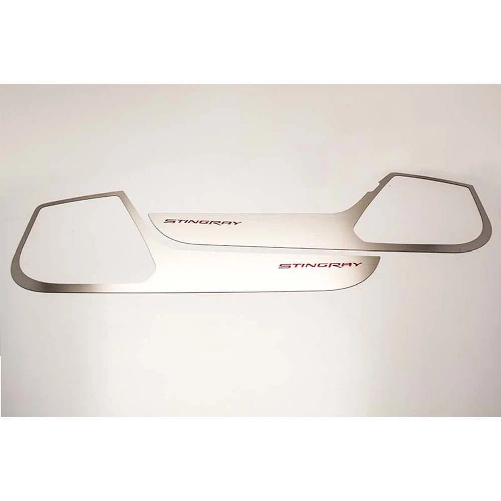 Brushed Door Guards w/Black Brushed Vinyl "Stingray" Inlay for 2014-19 Corvette