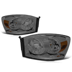 Smoked Lens Headlights with Amber Corner Signal Lamps for Dodge Ram 1500-3500 (2006–2009)