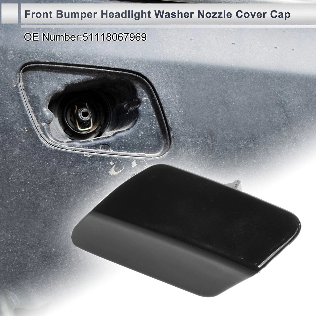 Front Left Headlight Washer Nozzle Cover for BMW 320i (2013–2018) Black