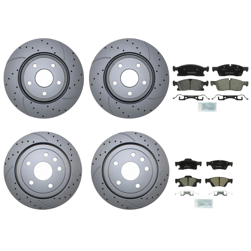 Front & Rear Brake Kit Drilled Disc Rotors & Bosch Pads for Dodge Jeep