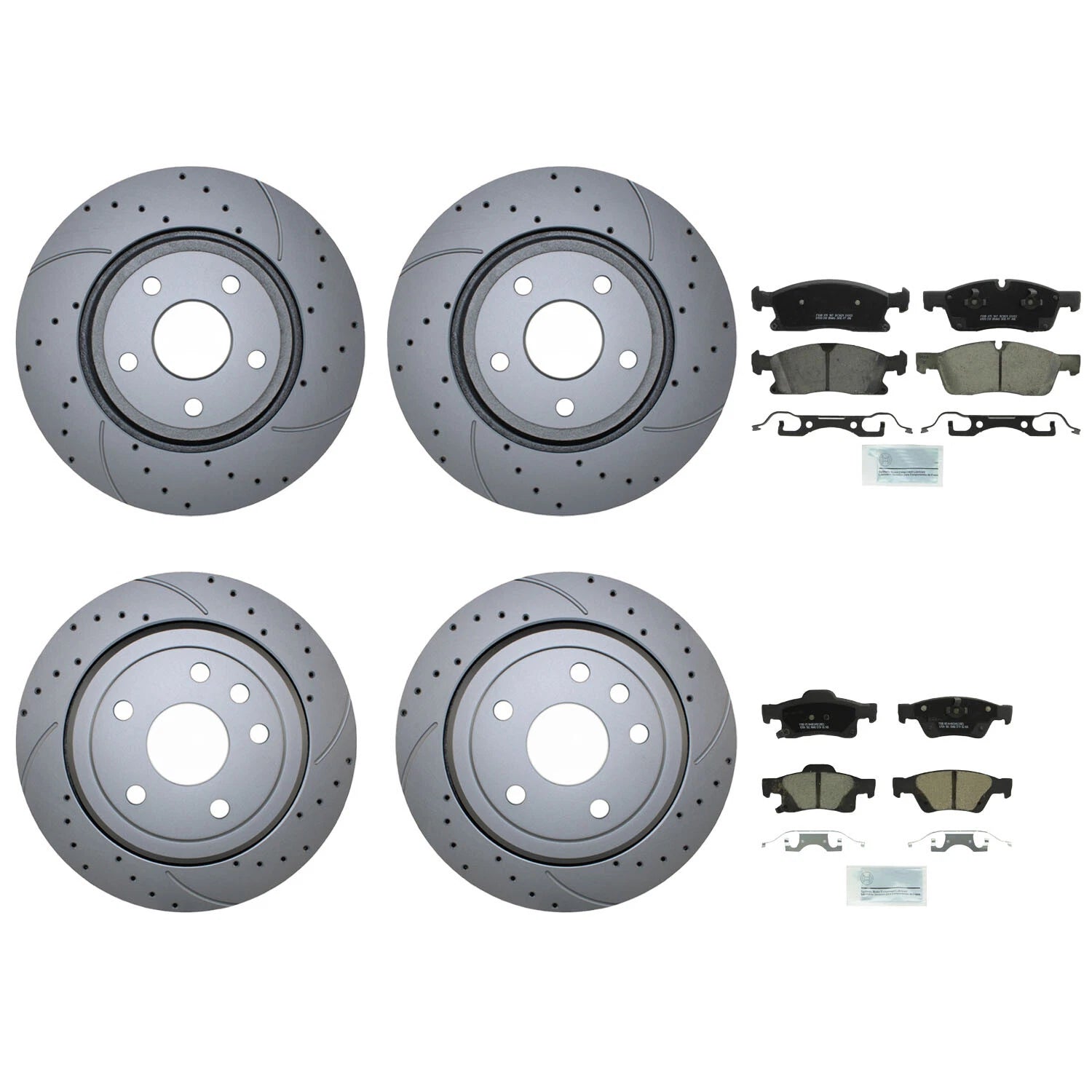 Front & Rear Brake Kit Drilled Disc Rotors & Bosch Pads for Dodge Jeep