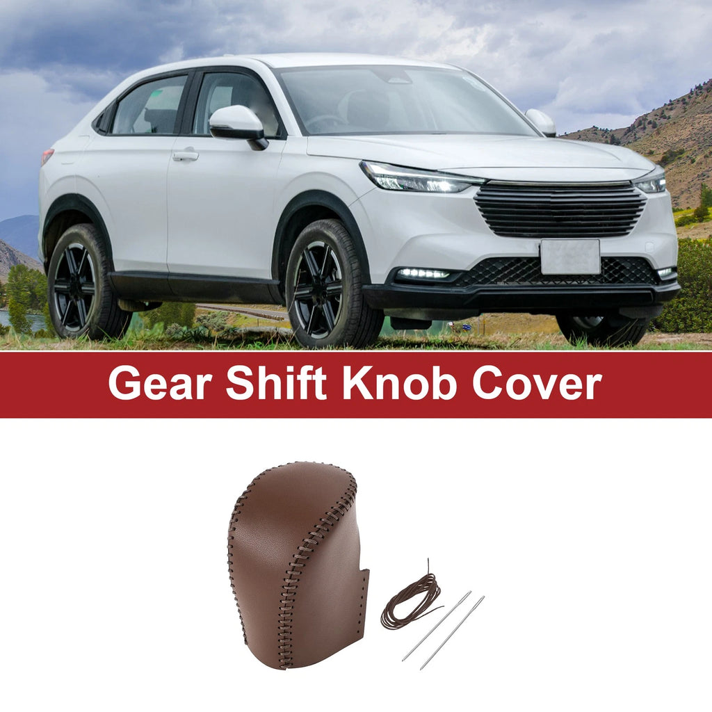 1 Pcs Gear Shift Knob Cover for Honda HR-V (2023–2024) Brown Faux Leather