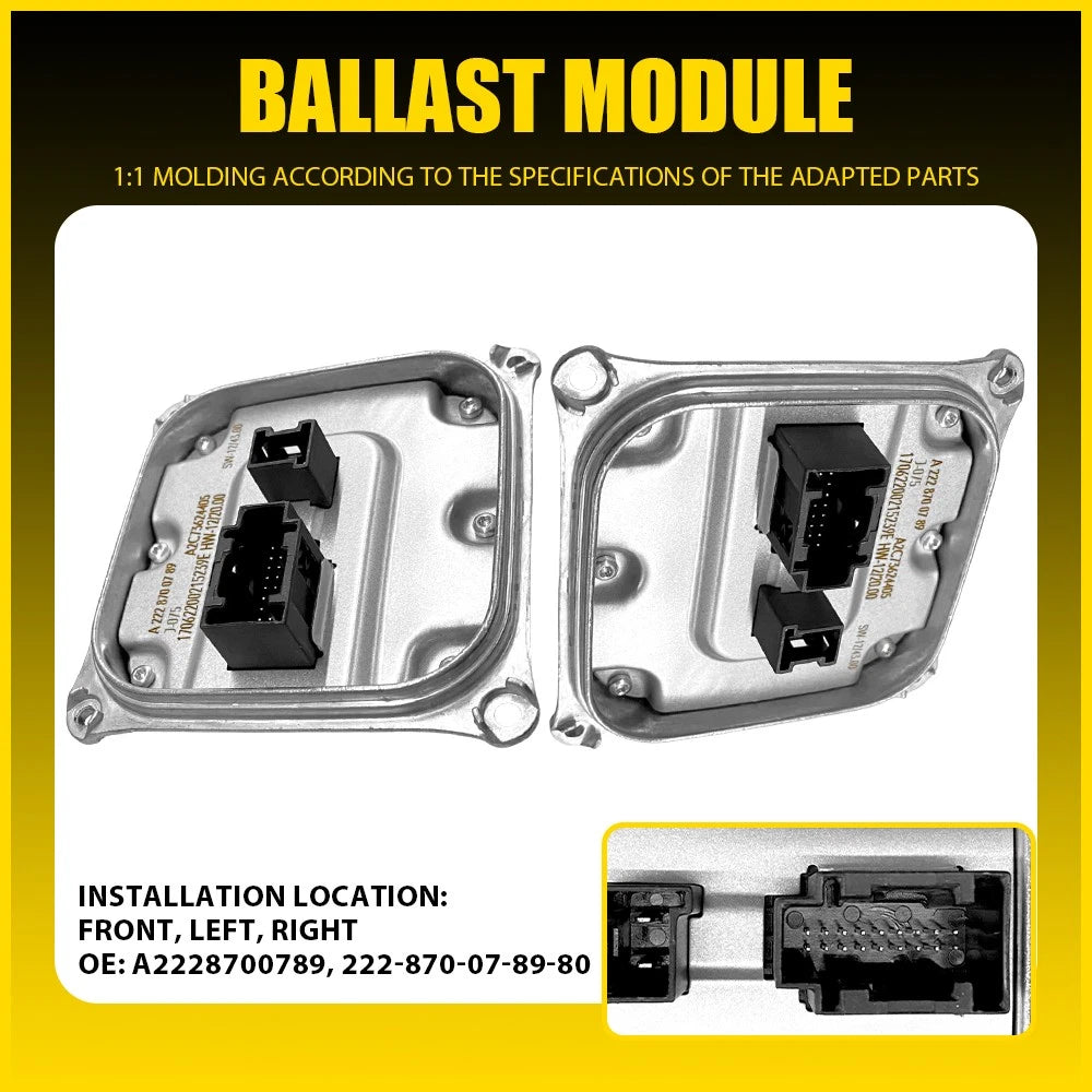 2X LED Headlight Ballast Control Module for Mercedes GLE300 C300 E350 S550 (2014–2018)