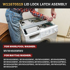 Lid Latch for Whirlpool Maytag Top Load Washer (W11670519, W11368616)
