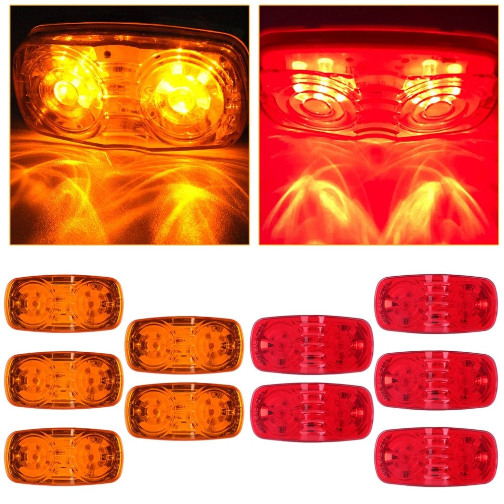 5x Amber 5x Red Double Bullseye 4" Trailer Side Marker Clearance Light