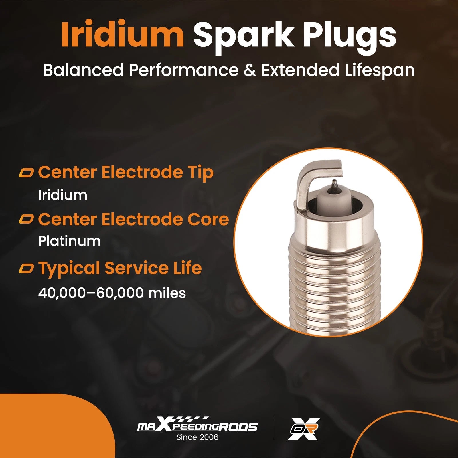 Set of 4 Iridium Spark Plugs for Ford Escape/Fusion (2013–2020) 91924