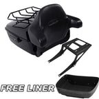 Black King Trunk Backrest Pad Mount Rack for Harley Fat Boy FLST (2008–2016)