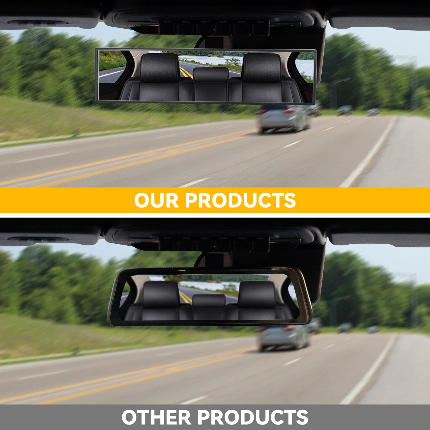 Universal Clip On Convex Panoramic Wide Angle Rear View Mirror for Cars