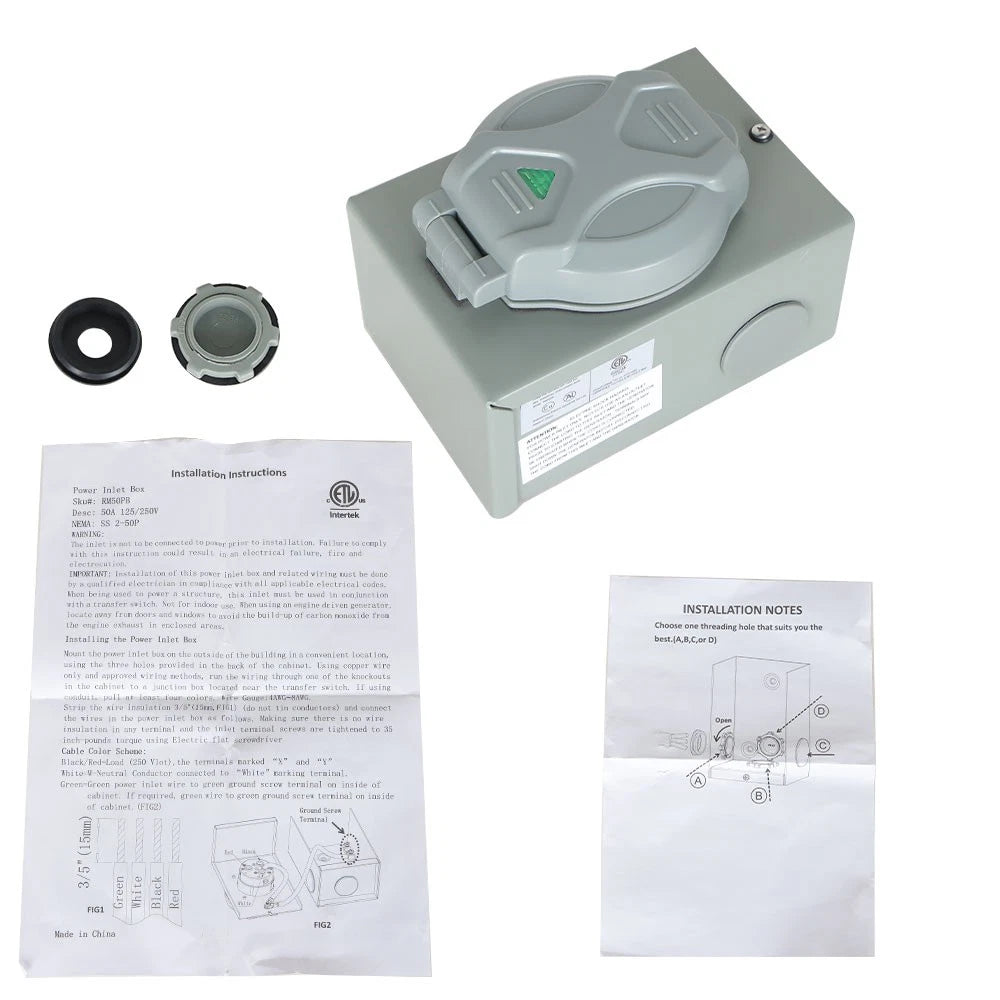 Generator Power Inlet Box for A 3 Prong 125/250V Generator