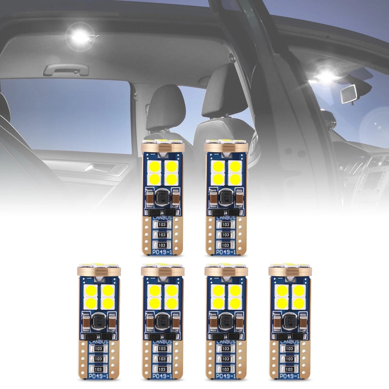 Set of 6 LED Dome License Plate Map Light Bulbs for Honda CR-V (2012–2016)