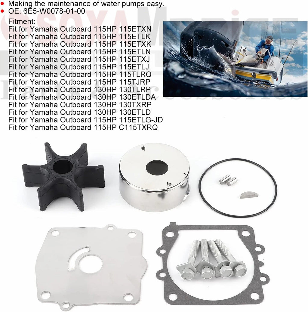 Water Pump Service Kit for Yamaha 115HP 130HP C115 L130 (18-3372) 6E5-W0078-1A