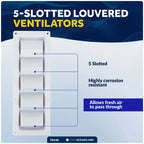 5-Slotted Louvered Ventilators for (13-1/4 x 4-3/4, Black) FO106