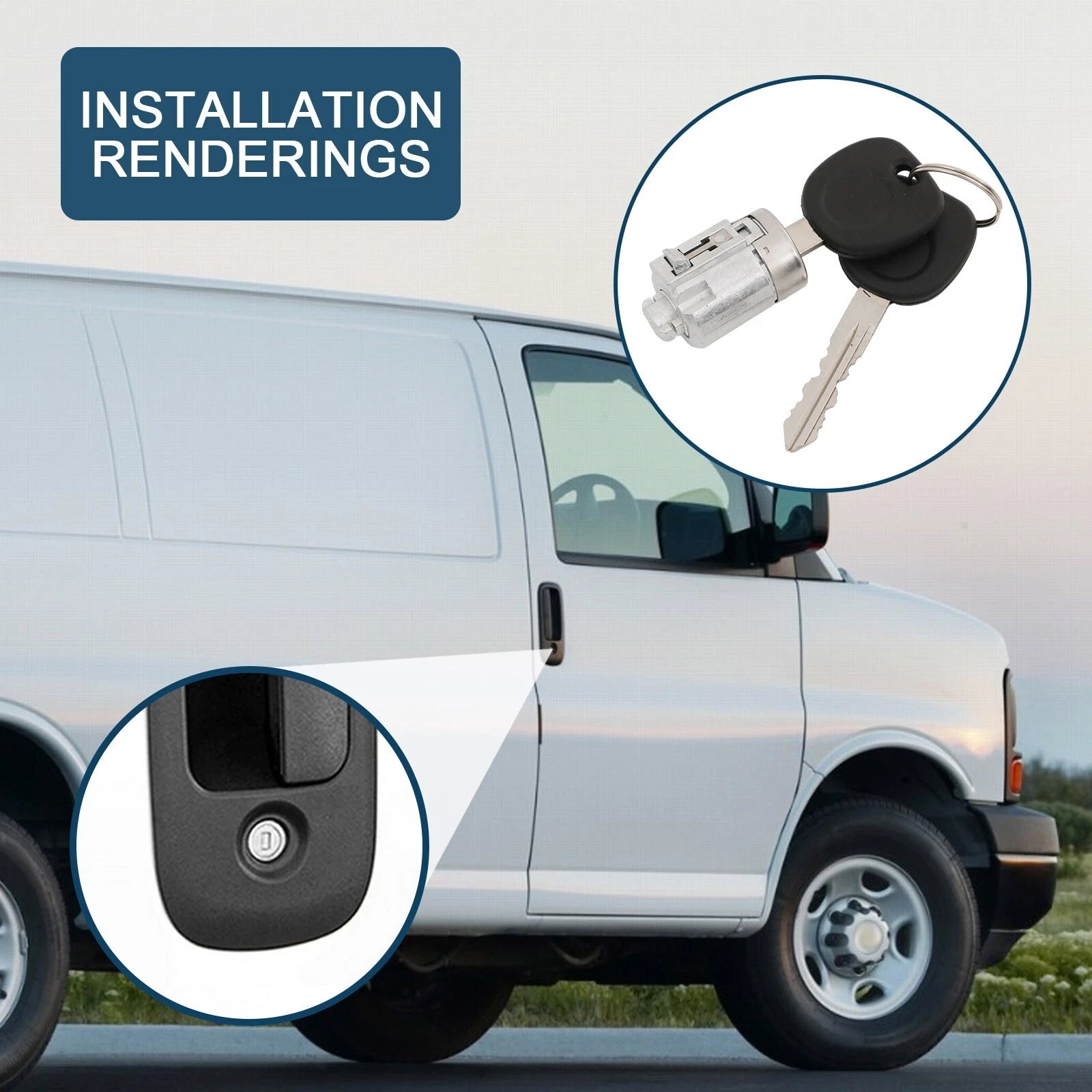 Door Lock Cylinders with Keys for Chevy GMC Express Savana (2001-2007)