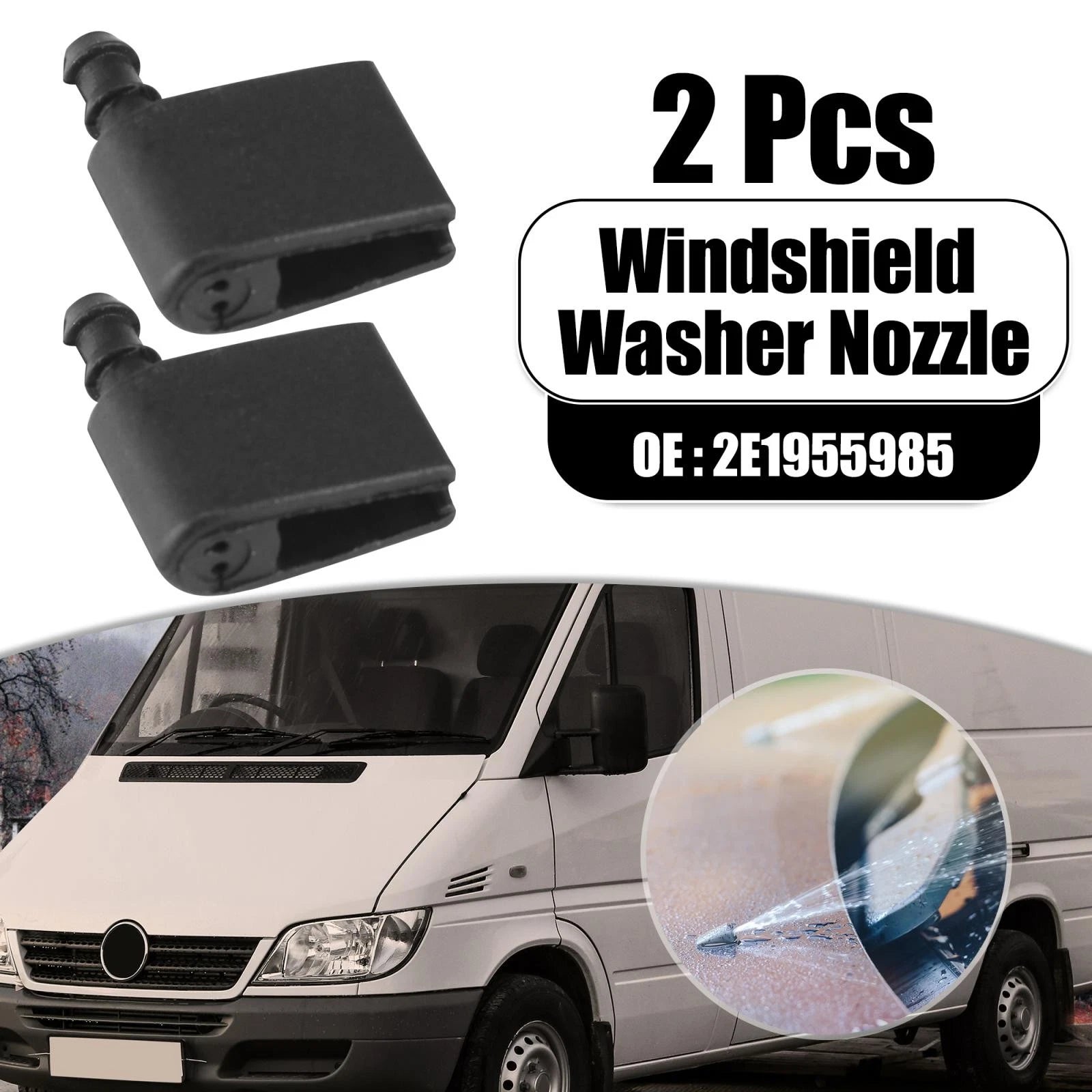 2pcs Front Windshield Washer Nozzle for Mercedes-Benz Sprinter 3500 (2010–2018) OE 2E1955985