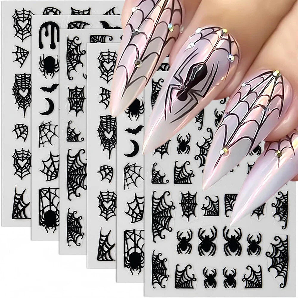 8 Sheets Halloween Nail Decals Self-Adhesive Art Stickers for Women