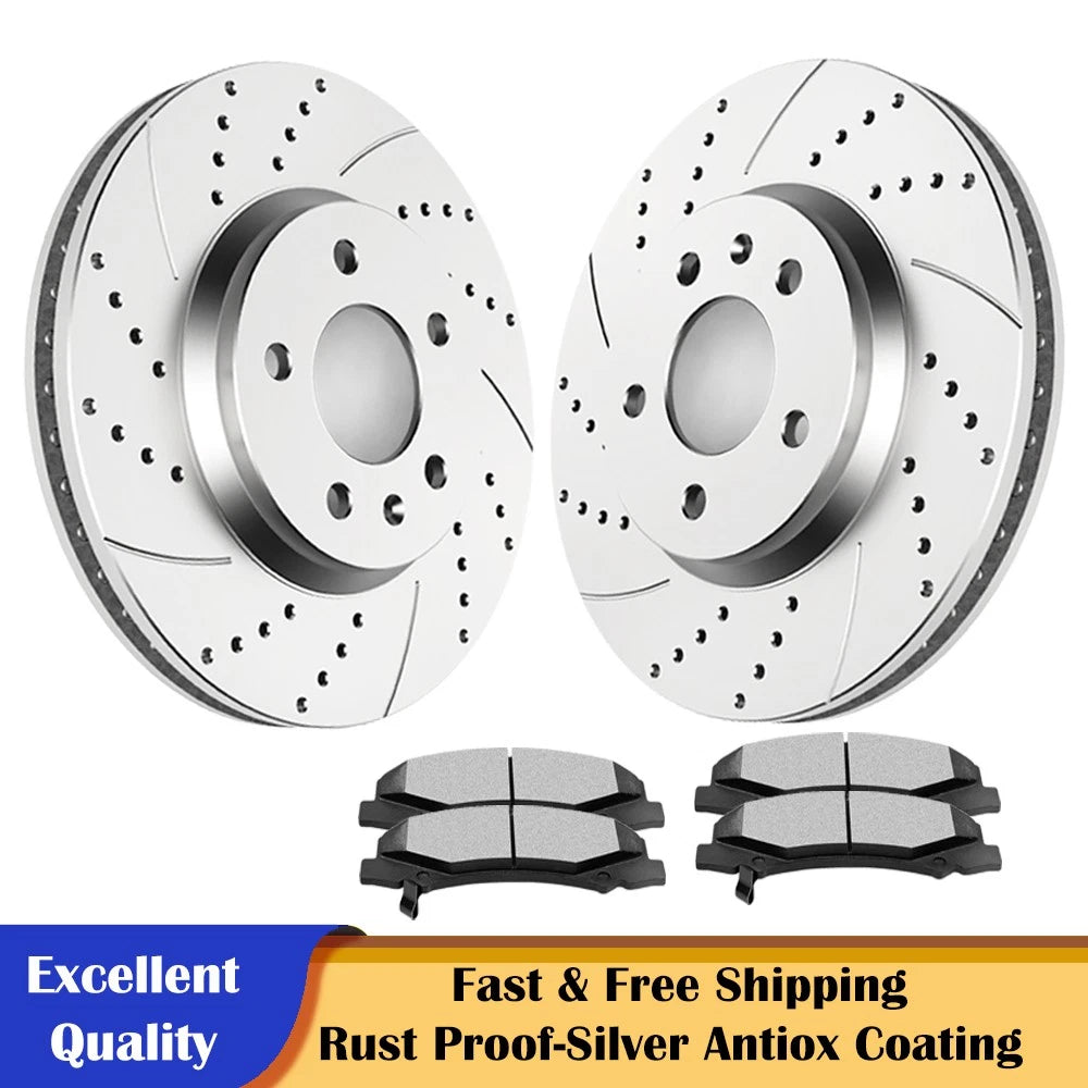 Front Slotted Brake Rotors & Ceramic Pads for Buick Lucerne (2006–2011)