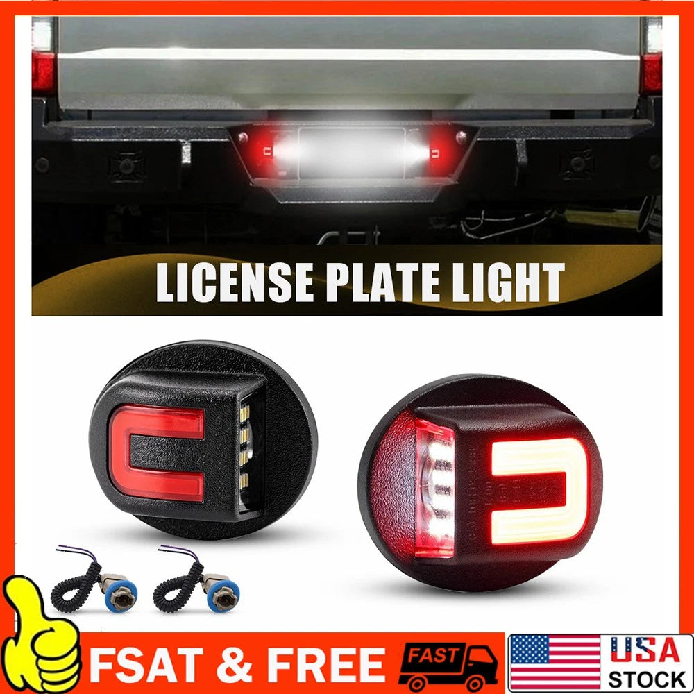 2X Red Tube LED License Plate Tag Light for Ford F150