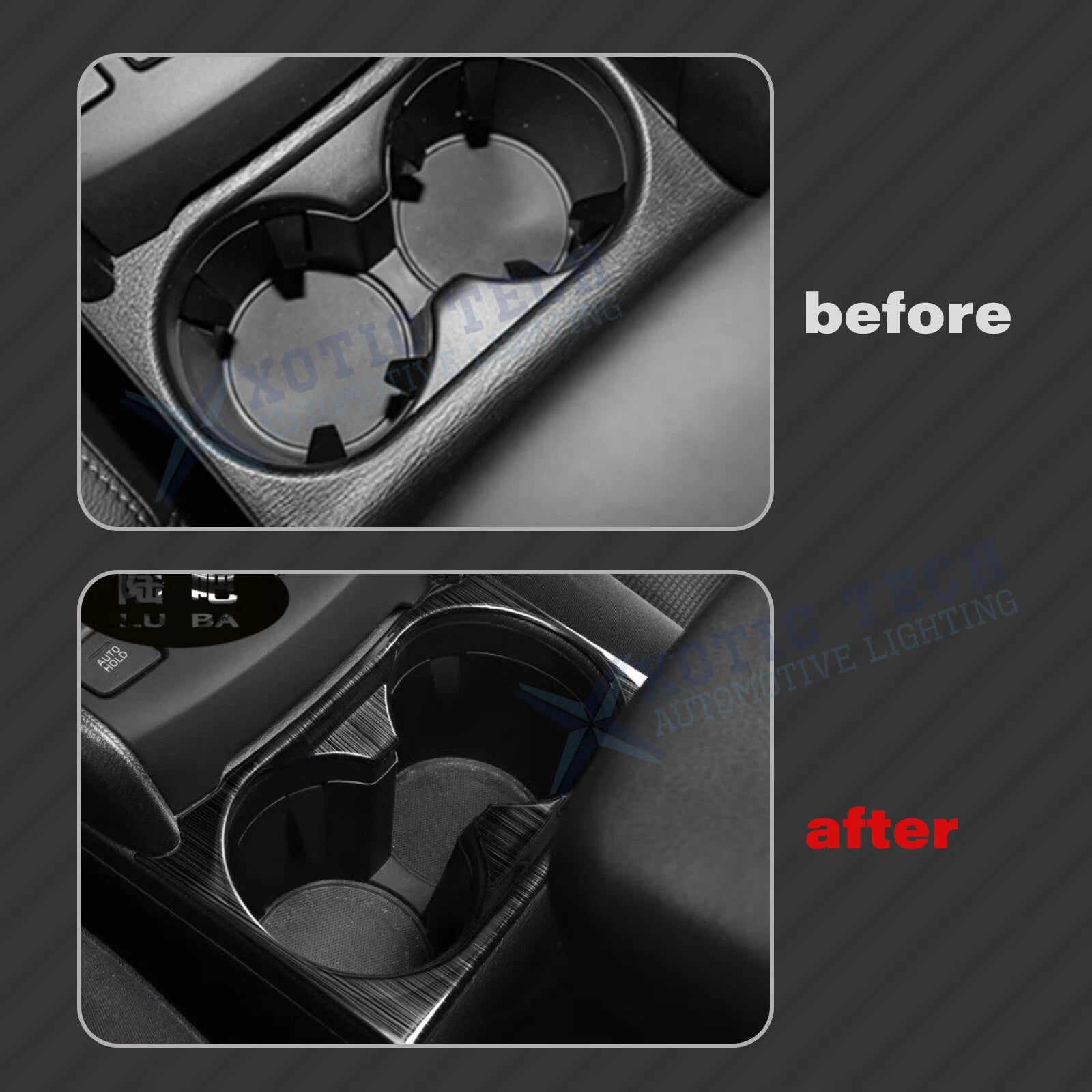 Black Titanium Interior Water Cup Holder Frame Cover for Mazda CX-5 (2017-2025)