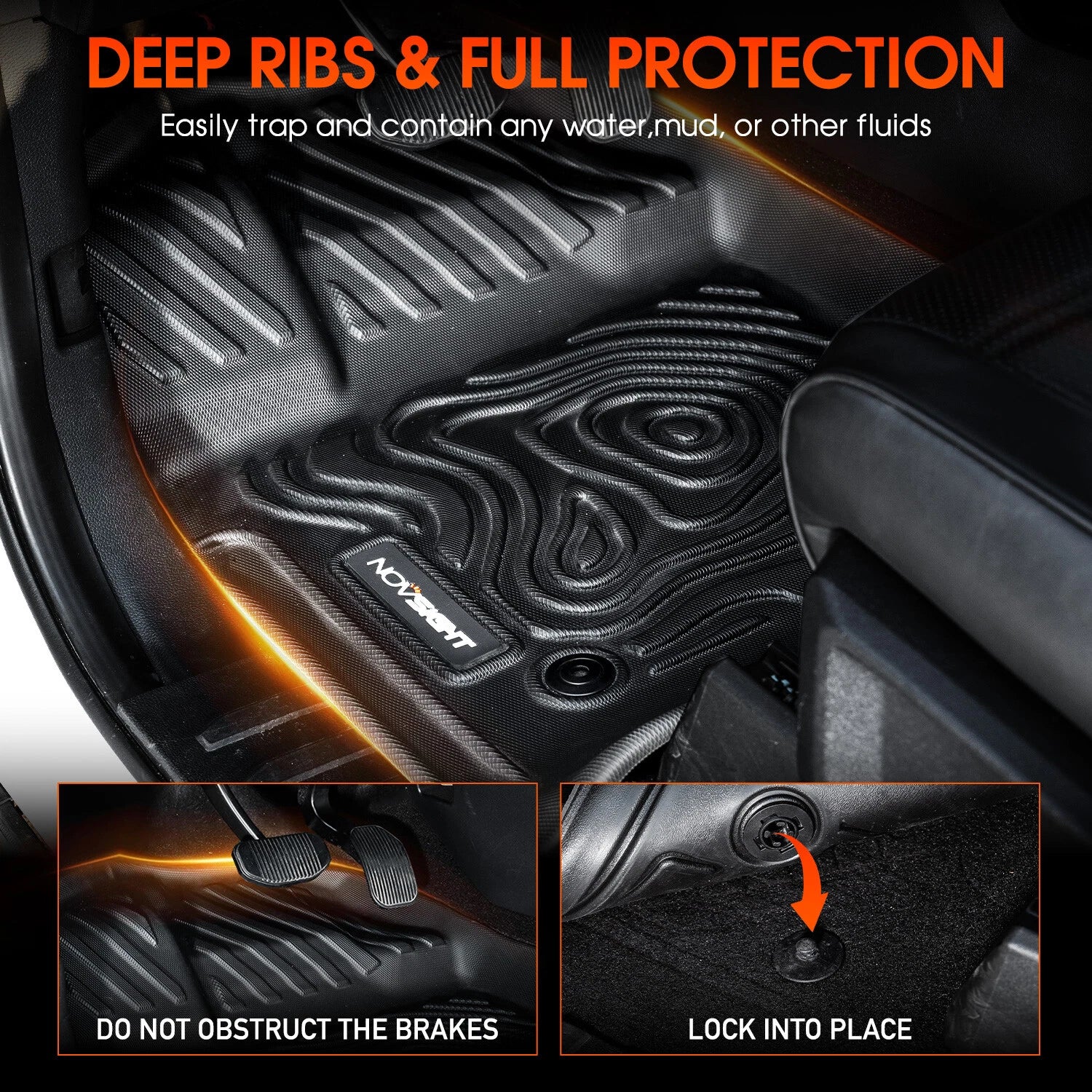 Set of 4 Floor Mats Liners for Ford F-150/F-150 Super Crew Cab (2015–2024)