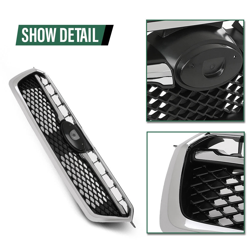 Front Bumper Upper Grille Assembly for Subaru Impreza (2012–2016) Black Chrome