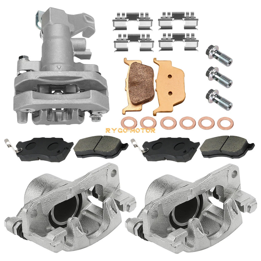 Front & Rear Brake Calipers w/Pads for Honda Pioneer 700 SXS700M2/M4 (2014–2023)
