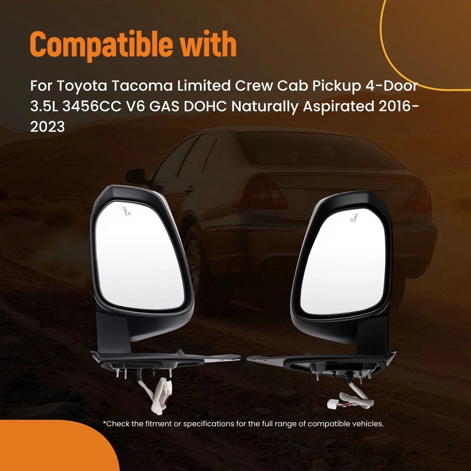 Extendable Chrome Mirror for Toyota Tacoma (2016–2023) Heated Signal TO1320360
