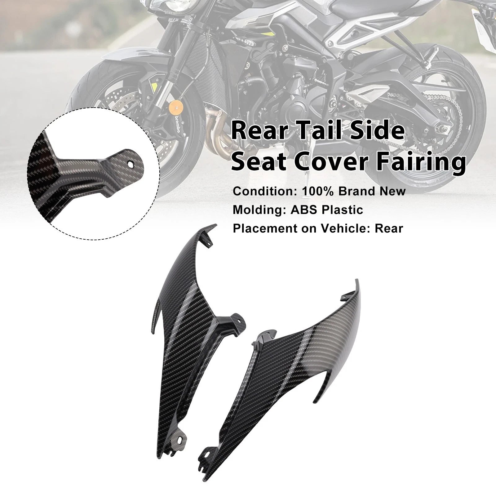 Rear Tail Side Seat Cover Fairing for Street Triple 765 R RS (2020–2025) Carbon