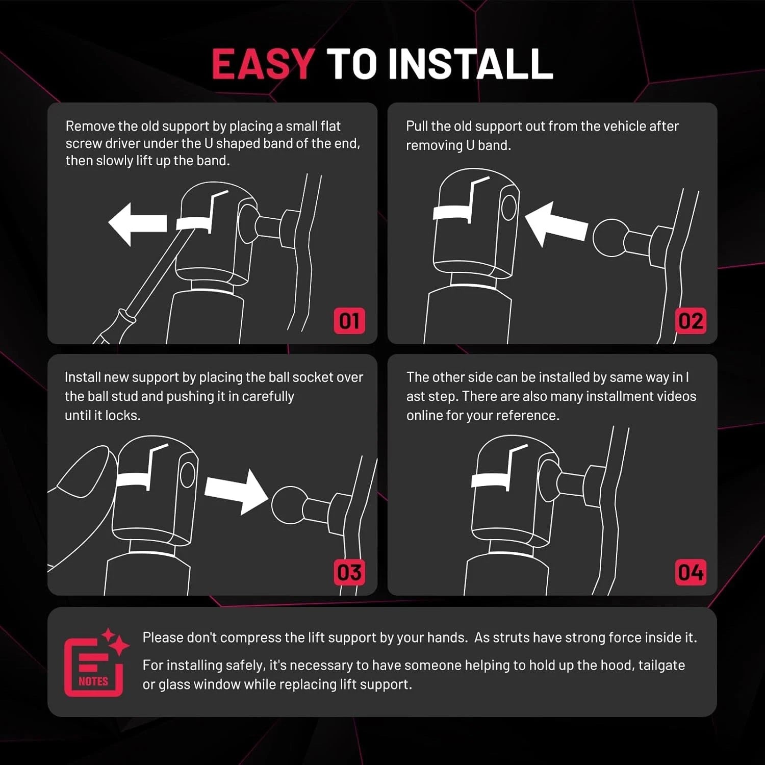2X Gas Strut for Snugtop Toolbox (19.7in, 400N/90lb)