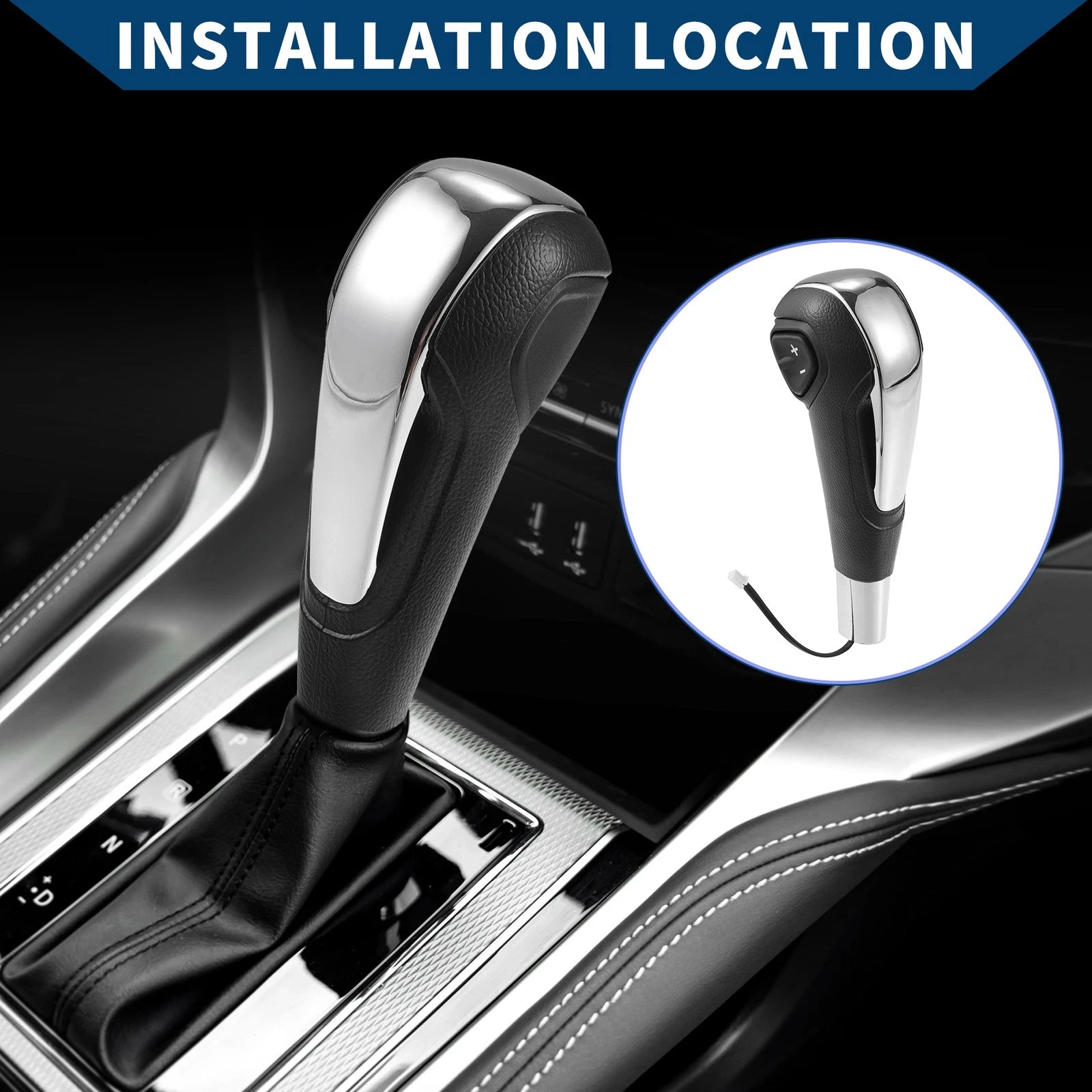 Automatic Gear Shift Knob for Chevrolet Aveo (2011–2017) Faux Leather Silver