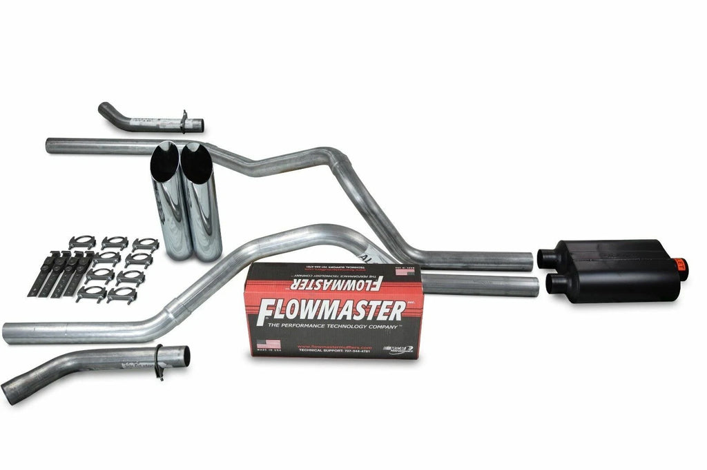 2.5" Dual Exhaust Kit for Ford F150 (2021–2025) - Flowmaster Super 40 Slash Tip