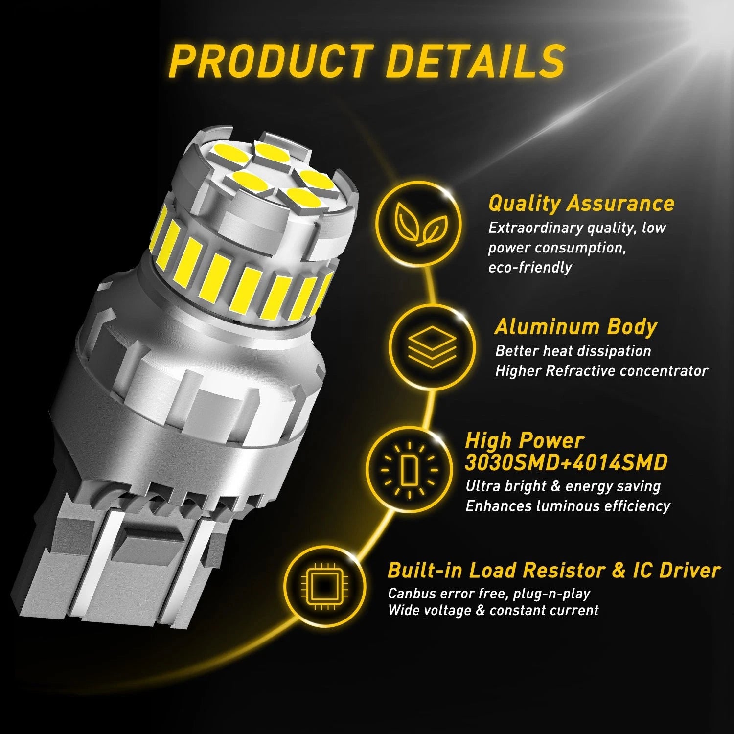 Set of 4 LED Stop Parking Reverse Backup Brake Bulbs for Make Model