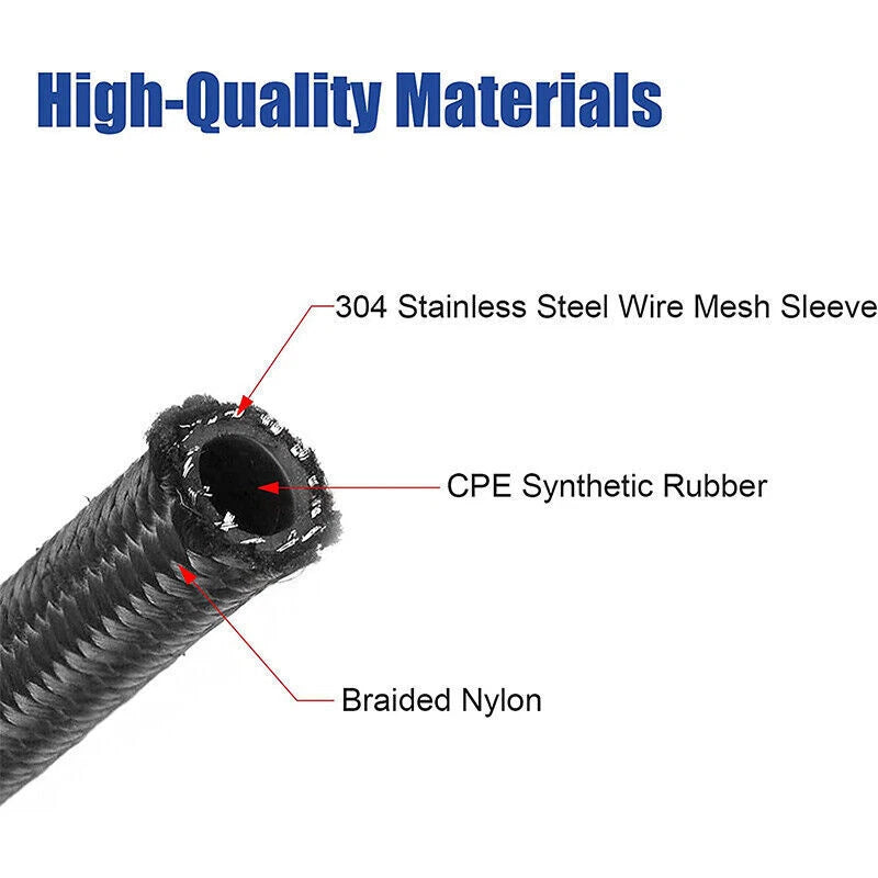 6AN 8AN 10AN Nylon Braided CPE Oil Gas Fuel Line Hose End Fitting Kit