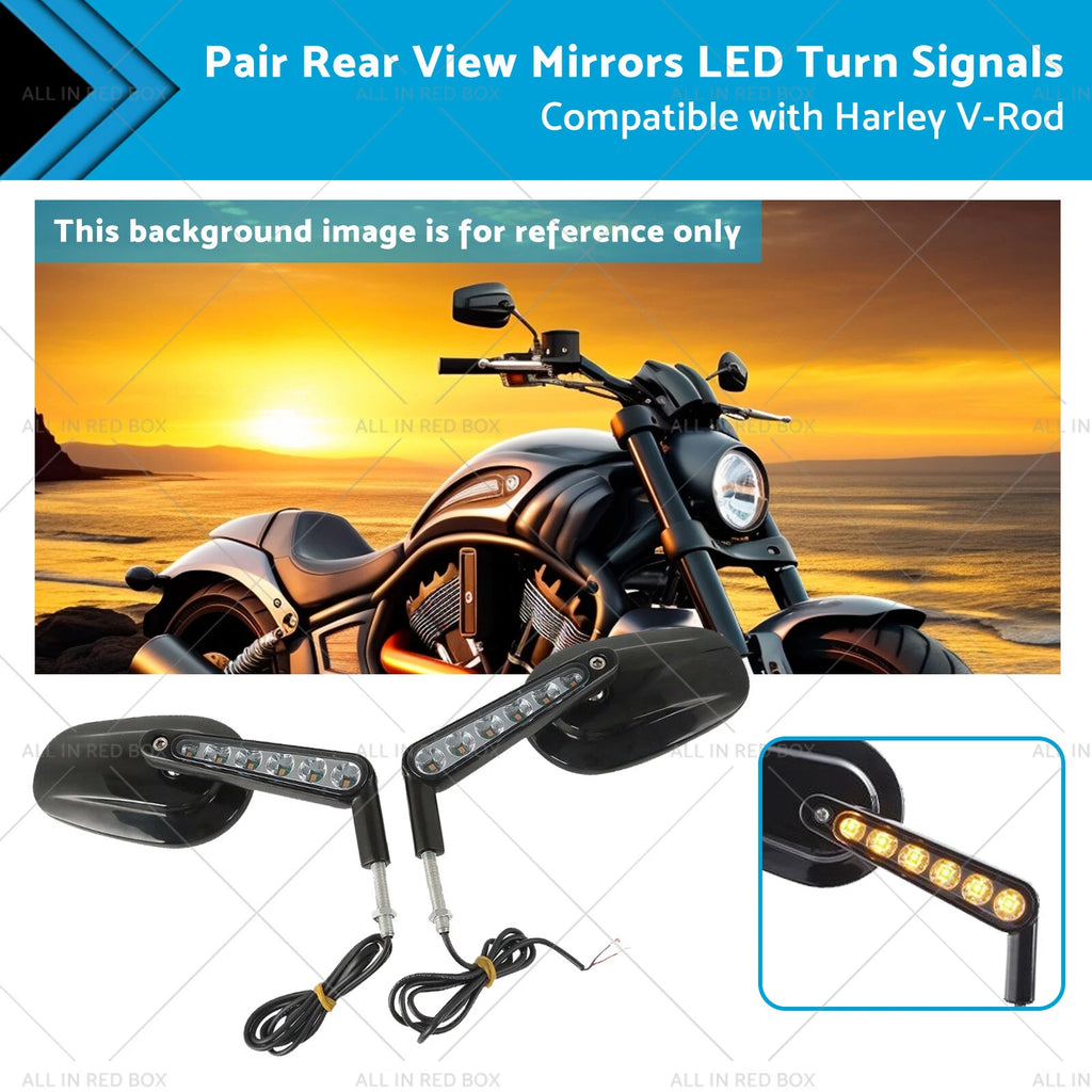 2X Muscle Rear View Mirrors with LED Turn Signals for Harley V-Rod VRSCF (2007–2017)