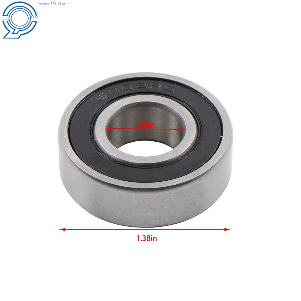 Set of 10 Ball Bearings 6202-2RS for Motors (15x35x11mm, Double Rubber Seal)