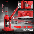 2 Ton Red 11.8" Manual Hydraulic Bottle Jack for Auto Repair