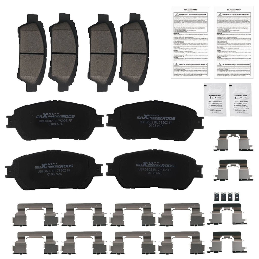 8pcs Ceramic Brake Pads Set for Toyota Sienna (2004–2010) w/Hardwares