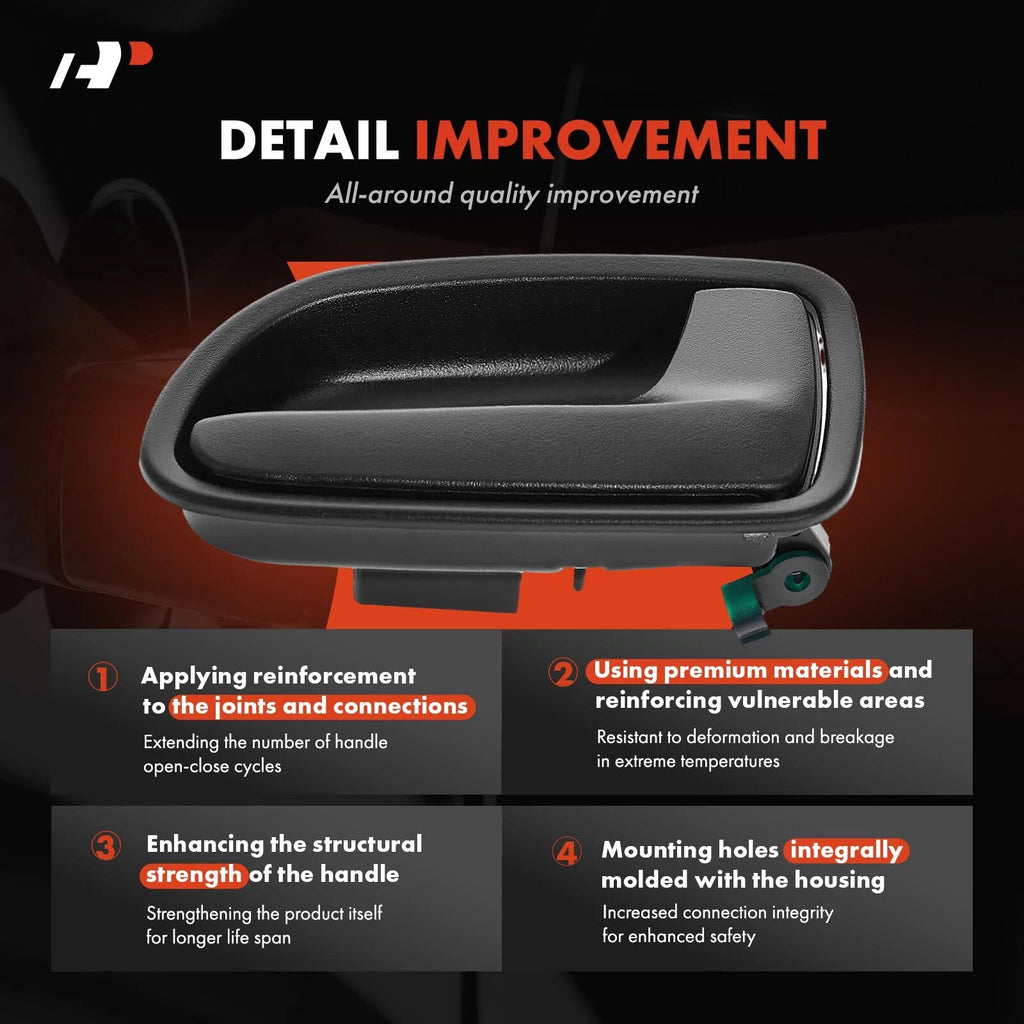 Rear Right Black Interior Door Handle for Kia Rio (2002–2005)