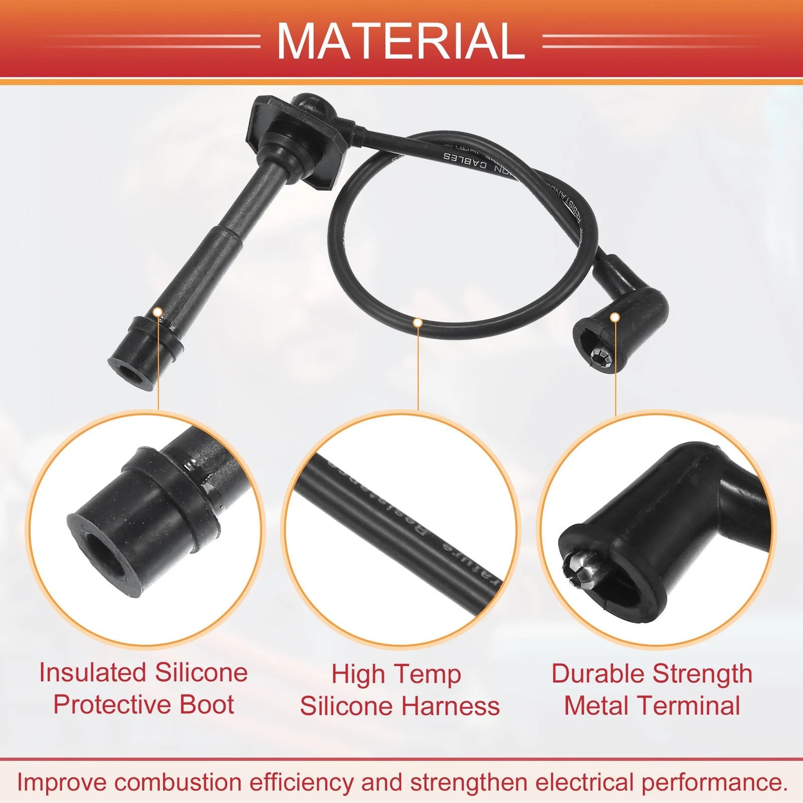 Set of 4 Spark Plug Wire Ignition Coil Cables No.FP1318140B for Mazda 626 (1992–1997)