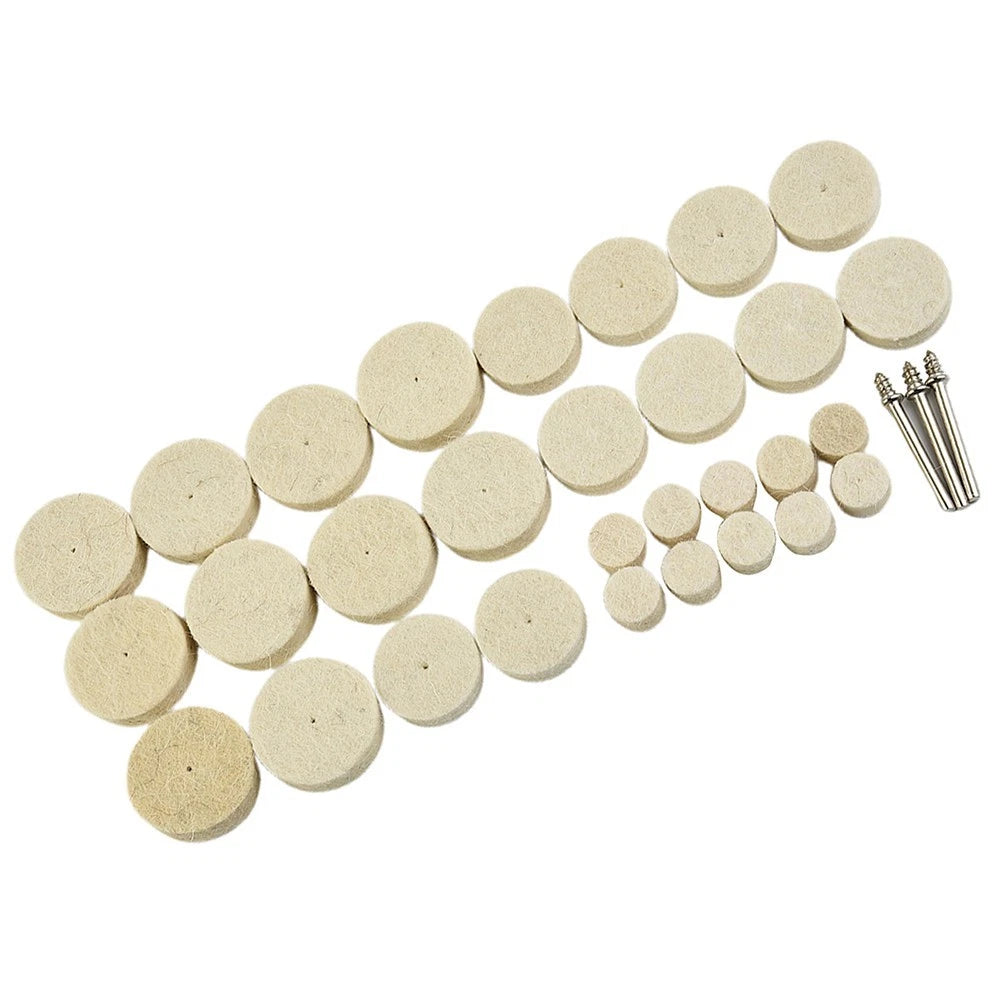 33 Pcs Wool Felt Polishing Buffing Wheel Disc Pad Rotary Tool 3mm
