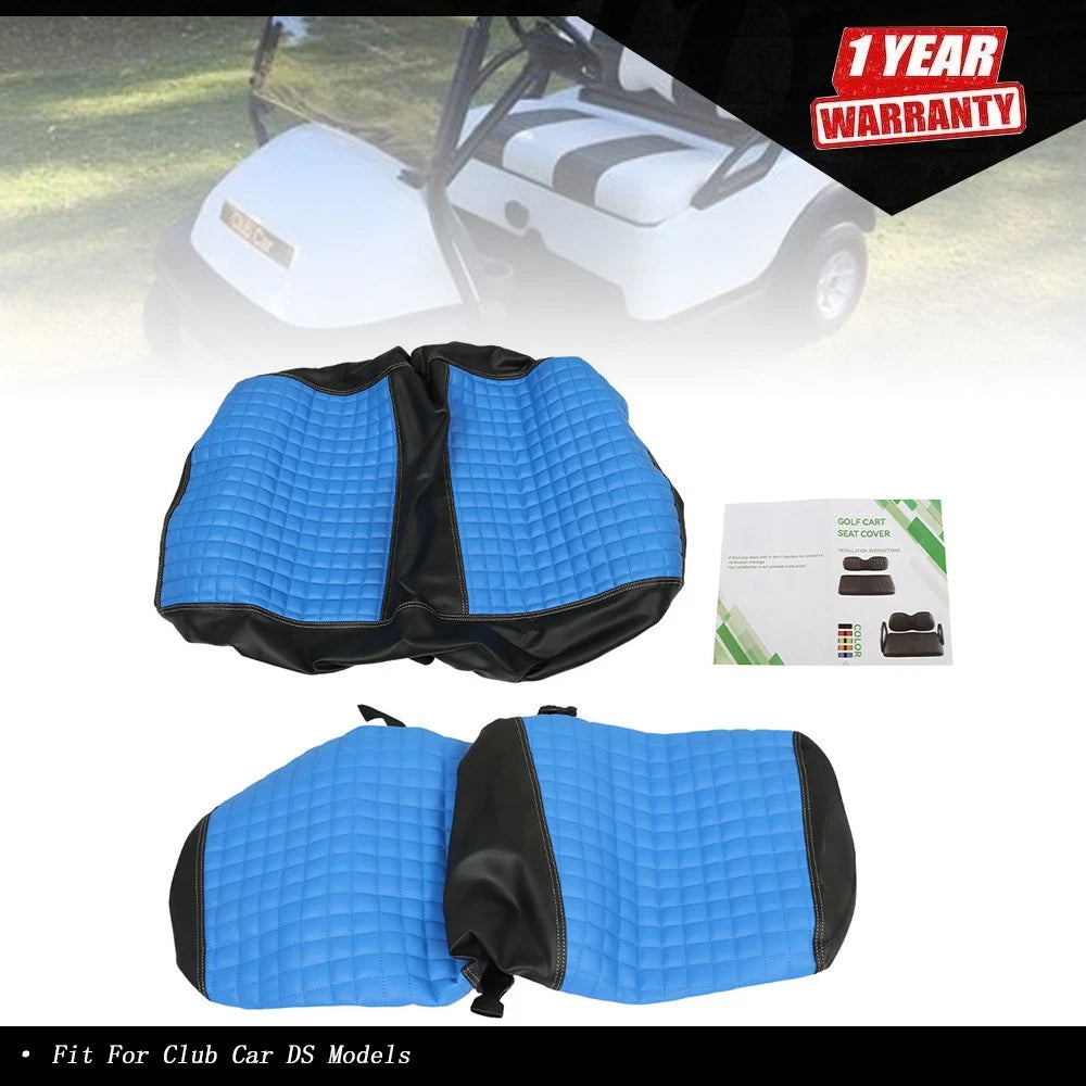 Front Seat Cover for Club Car DS (No Staple, Blue)